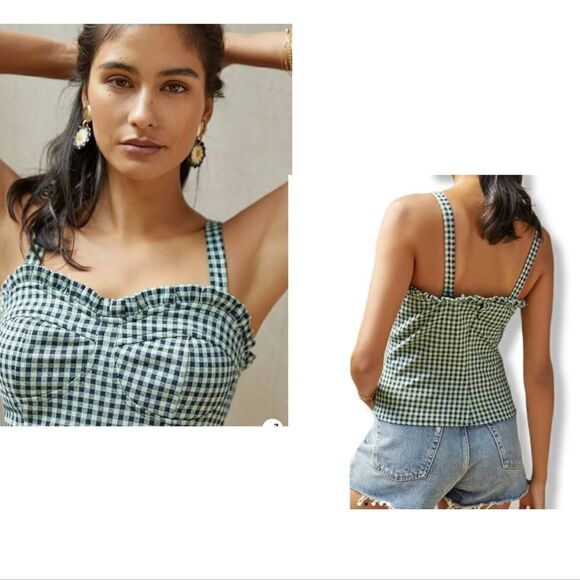 Anthropologie Tops - Anthropologie Eva Franco Gingham Sweetheart Tank XL NWT